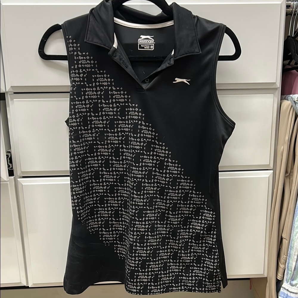 Slazenger Black Fitted Graphic Tank Top